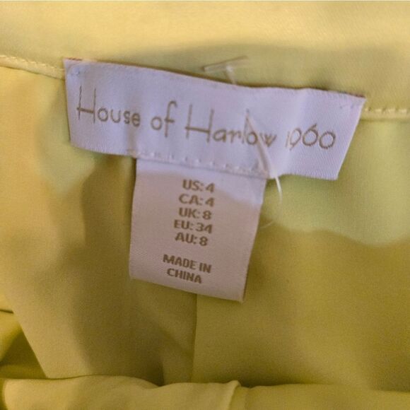 House of Harlow Yellow Green Satin Cargo Pants - Picture 5 of 5